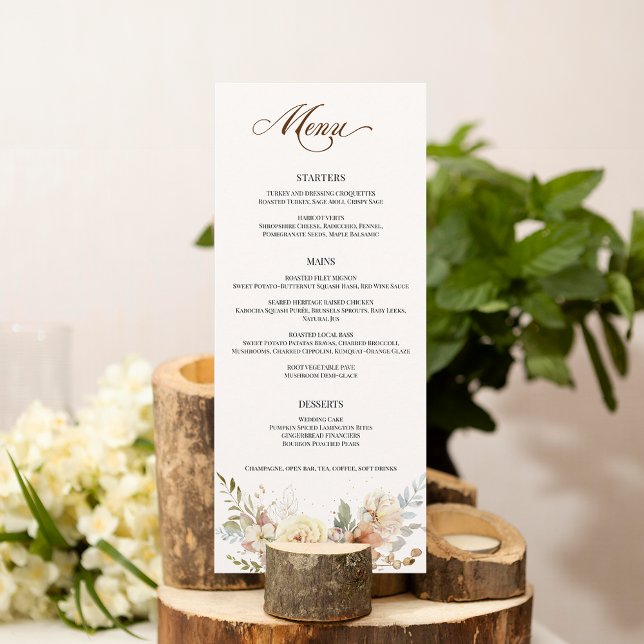 Menu Script Botânico Rustic Autumn Rosas (Criador carregado)
