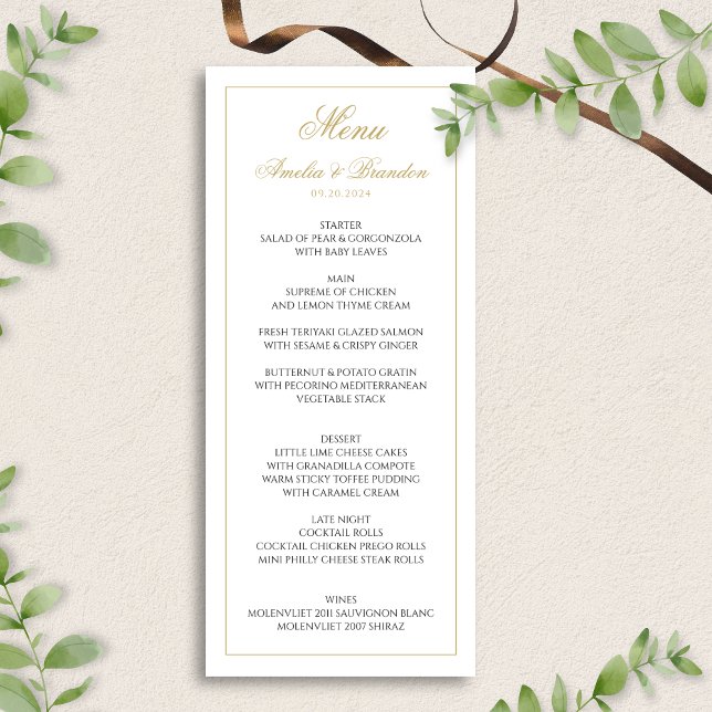 Menu Script Clássico Formal Casamento Preto e Dourado (Criador carregado)