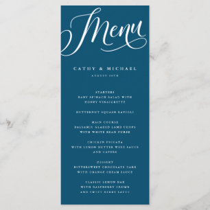 Menu Script Flourish Moderno, Azul Escuro