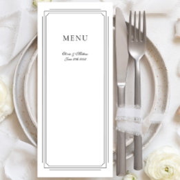 Menu Script Formal com Casamento Monograma de Quadro Ge