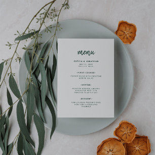 Menu Script Minimalista Moderno   Casamento Verde Emera