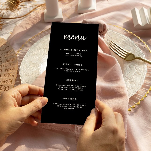 Menu Script Minimalista Moderno Preto | Casamento (Criador carregado)