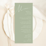 Menu Script Whimsical | Janto Casamento Verde de Sage<br><div class="desc">Apresentando nossa impressionante escrita caprichosa | sage green janta menu perfeito para a sua simples celebração do boho primavera. Nosso elegante design inclui uma paleta de cores vibrante brilhante e pastel com um script de caligrafia quic vintage. Quer você prefira um estilo minimalista ou clássico, nosso produto editável exclusivo oferece...</div>