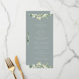 Menu Seafoam Snowberry+Eucalyptus 4 Course Wedding Flat