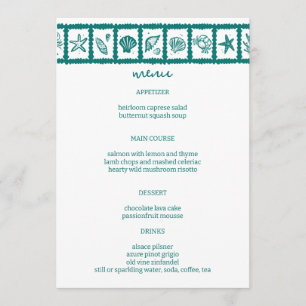 Menu Seashell Grid Beach WedOM Verde White