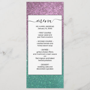 Menu Sereia Cor de Rosa Verde Esbranquiçada Brilhante