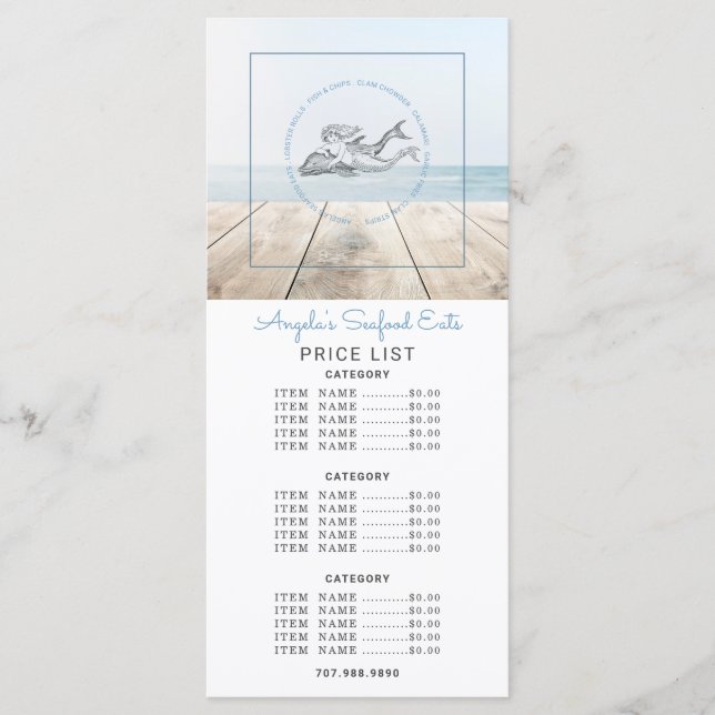 Menu Sereia E Comida Do Mar De Golfinhos (Frente)