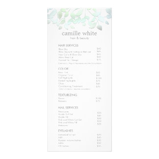 Menu Serviço de Lista de Preços de Salão Azul