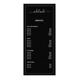 Menu Serviço Hairstylist da Lista de Preços Pretos