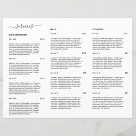 Menu Serviço Lista de Preços do Salão de Lista de