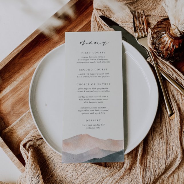 Menu Sierra Dusk | Desert Mountain Sunset Wedding (Criador carregado)
