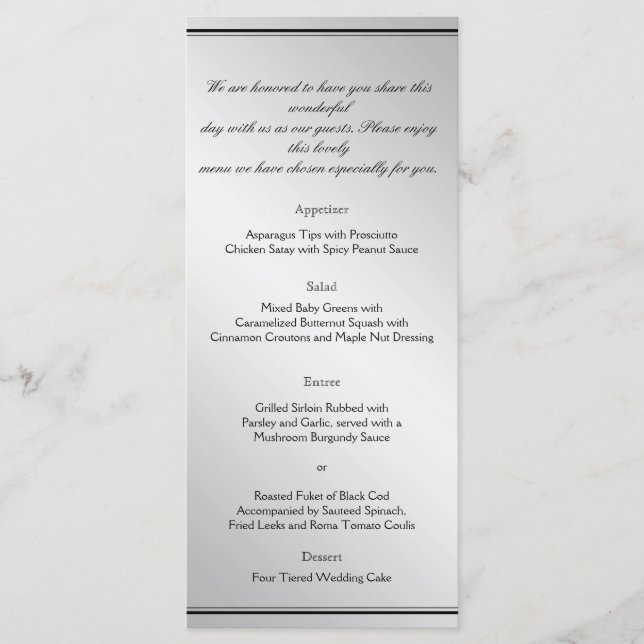 Menu Silver Elegance Wedding (Frente)