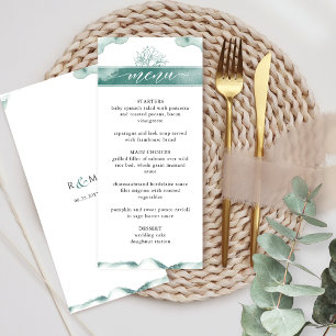 Menu Silver Sage Watercolor, Casamento Floral Elegante