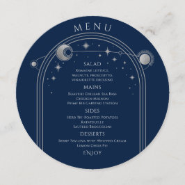 Menu Silver Sun Lua Solar Azul Místico Estende Casament