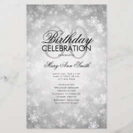 Menu Silver Wonderland do Programa de Aniversário 