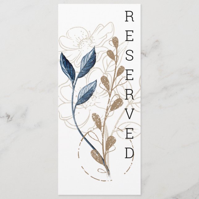 Menu Símbolo de Cadeira Elegante Floral Moderno Dourado (Frente)