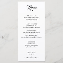 Menu Simple Black & White Elegant Minimalist Wedding