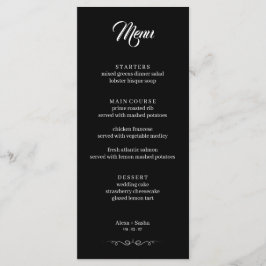 Menu Simple Black & White Elegant Minimalist Wedding