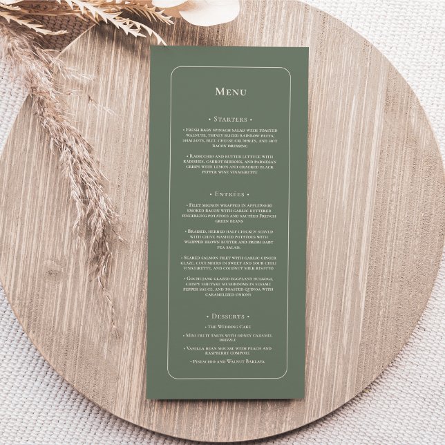 Menu Simple Boho Sage Green Wedding Flat (Criador carregado)