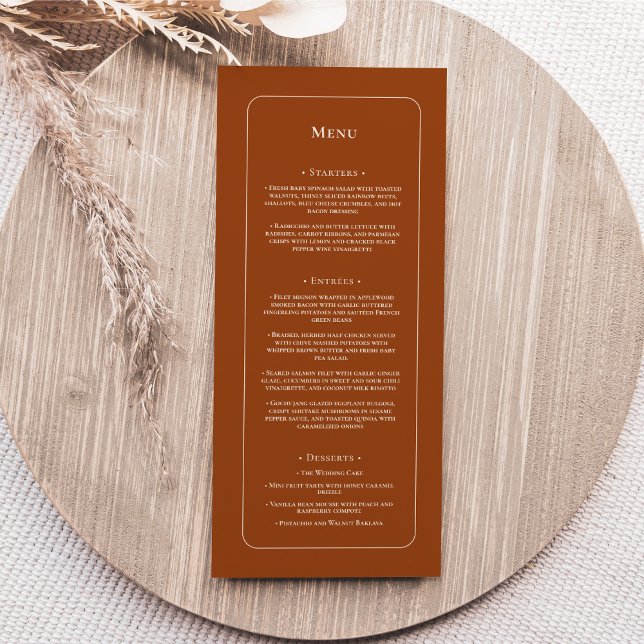 Menu Simple Boho Terracotta Wedding Flat (Criador carregado)