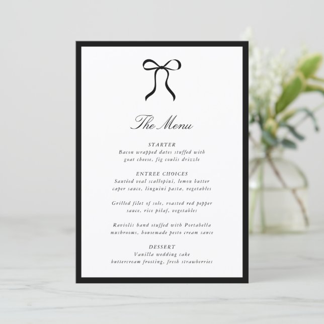 Menu Simple Bow Classic Wedding (Em pé/Frente)