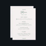 Menu Simple Sage Green Botanical Minimalist Wedding<br><div class="desc">Elevate your reception tables with this elegant sage green botanical wedding menu card. Featuring soft watercolor greenery and clean minimalist typography, this design adds a refined and natural touch to your table décor. Perfect for garden, rustic, or nature-inspired weddings, it beautifully coordinates with greenery-themed wedding stationery. Personalize with your meal...</div>