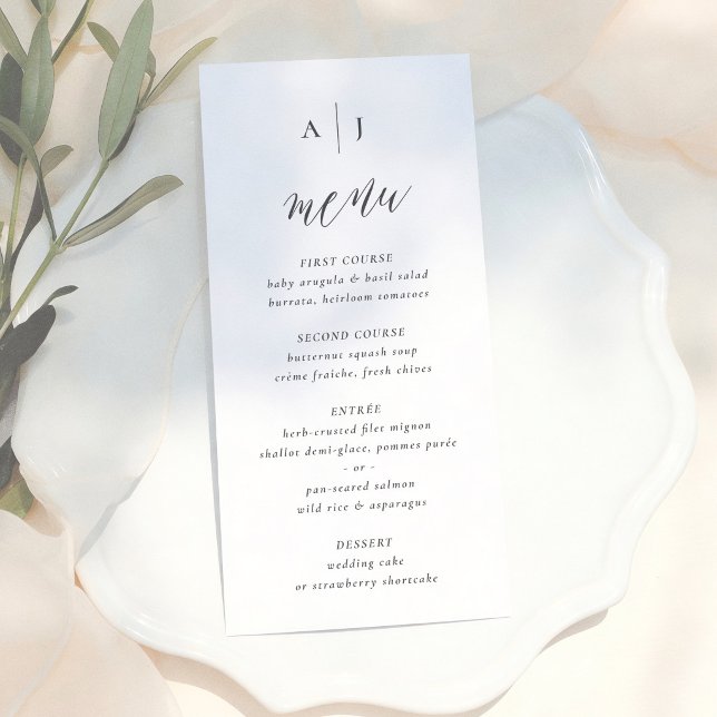 Menu Simple Script Calligraphy Monogram Wedding (Criador carregado)