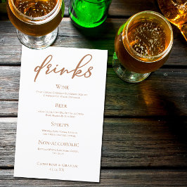 Menu Simple Weding Bar Typografia Siena Brown