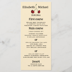 Menu Simples cardápio de cereja vermelha branca desenha
