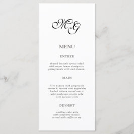 Menu Simples Casamento de Iniciais Brancas Pretas