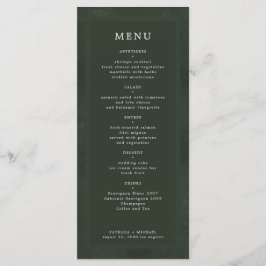 Menu Simples casamento elegante e verde escuro