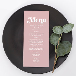 Menu Simples Casamento em Tons de Rosa Pó Dusty