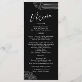 Menu Simples de Arte Geométrica Preta e Branca