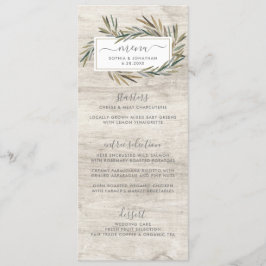 Menu Simples de Casamento Botânico de Madeira Rúst