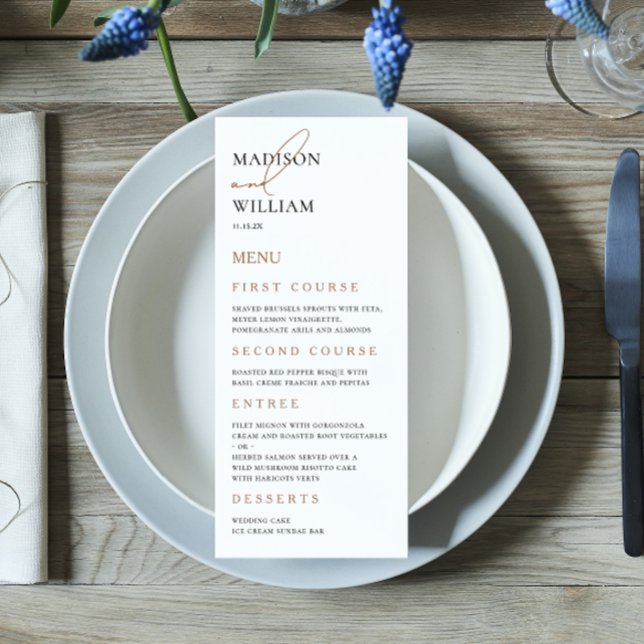 Menu Simples de Casamento Branco Moderno (Criador carregado)