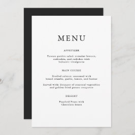 Menu Simples de Casamento Branco Preto