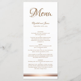 Menu Simples de Casamento de Impressão Dourado Ele