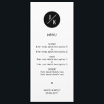 Menu simples de casamento em círculo monocromático<br><div class="desc">Simples menu de casamento em círculo monocromático Pode ser totalmente personalizado para atender às suas necessidades. © Gorjo Design via Zazzle. // Procurando itens correspondentes? Outros artigos de papelaria do conjunto disponíveis aqui: https://www.zazzle.com/collections/simple_monochrome_circle_wedding-119747025340789612?rf=238384850839516131 // Precisa de ajuda para personalizar o seu design? Tem outras ideias? Sinta-se livre para entrar em...</div>