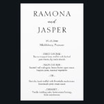 Menu Simples de Casamento Moderno Negro e Branco<br><div class="desc">Menu de casamento elegante com um design simples e mínimo. Um layout clássico com seus nomes em letras grandes para uma reviravolta moderna para este estilo tradicional. Este design preto e branco pode ser modificado para qualquer cor que você escolher na ferramenta de edição de design. Um cardápio de casamento...</div>