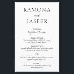 Menu Simples de Casamento Moderno Negro e Branco<br><div class="desc">Menu de casamento elegante com um design simples e mínimo. Um layout clássico com seus nomes em letras grandes para uma reviravolta moderna para este estilo tradicional. Este design preto e branco pode ser modificado para qualquer cor que você escolher na ferramenta de edição de design. Um cardápio de casamento...</div>