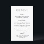 Menu Simples de Casamento Moderno Preto e Branco<br><div class="desc">Menu moderno de casamento com um design simples mas elegante.</div>