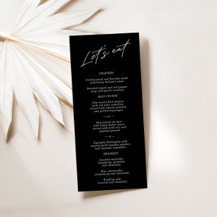 Menu Simples de Casamento Negro Elegante "Elegante