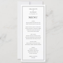Menu Simples de Casamento Preto e Branco