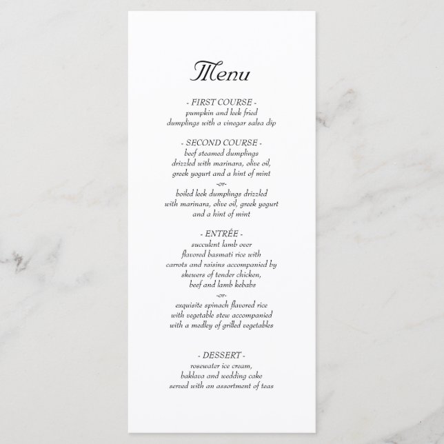 Menu Simples de Janto Elegante de Casamento (Frente)