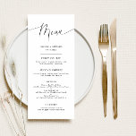 Menu Simples de Script de Casamento Mínimo<br><div class="desc">Cartão de menu de janto de casamento elegante e mínimo com texto de script moderno.</div>