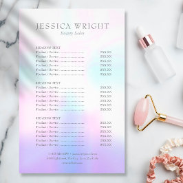 Menu Simples do Serviço do Salão Iridescente Moder