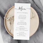 Menu Simples e elegante casamento<br><div class="desc">Design de script moderno em preto e branco,  com foto de casal opcional no verso,  simples e elegante. Cartões de excelente para casamento moderno e outros eventos. Veja todas as peças correspondentes na coleção.</div>