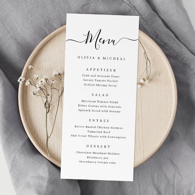 Menu Simples e elegante casamento (Modern simple elegant script wedding menu)
