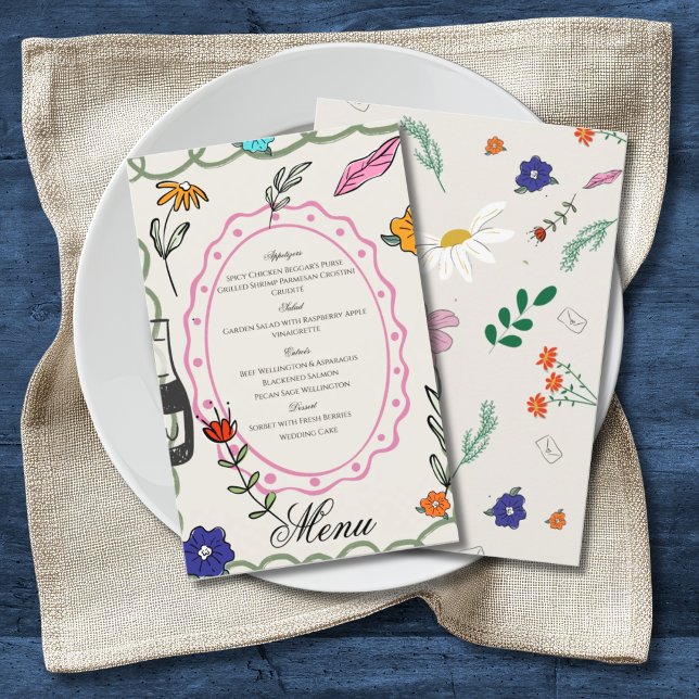 Menu Simples e Elegante com Florais Desenhados à M (Criador carregado)