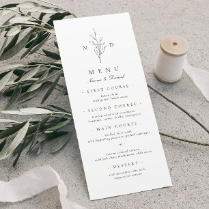 Menu Simples elegância do casamento das folhas botânica